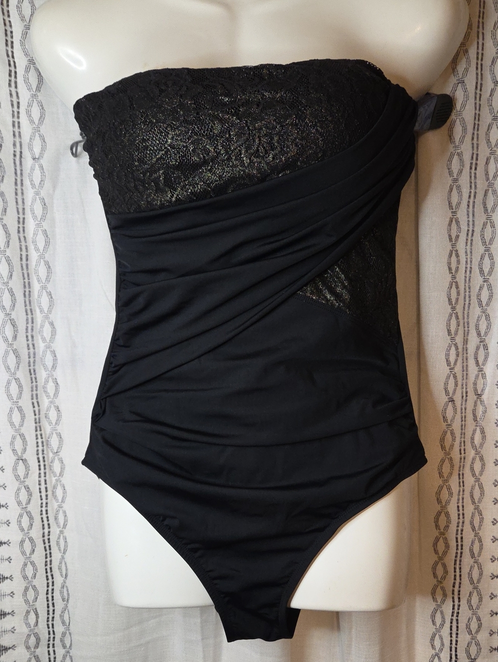 SPANX Swimsuit Golden Hour #2378 Metallic Gold & Black ~ Sz 10